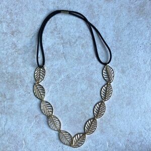 Elastic Back Golden Leaf Necklace